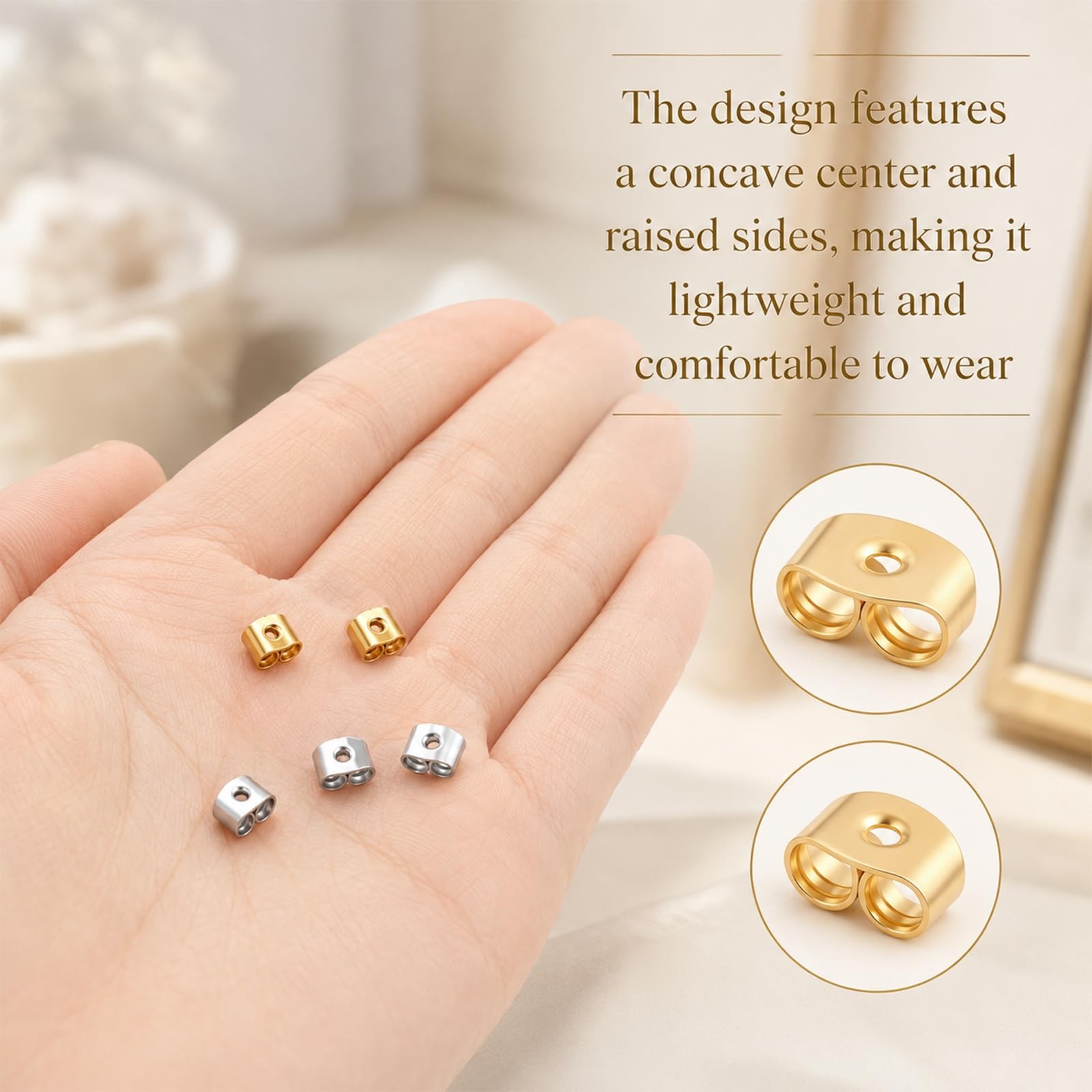 30 Pairs Metal Earring Backs for Studs Locking gold and silver