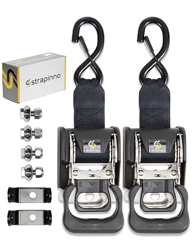 2PCS Stainless Steel Retractable Ratchet Straps (1 7/8 Stainless Steel Black