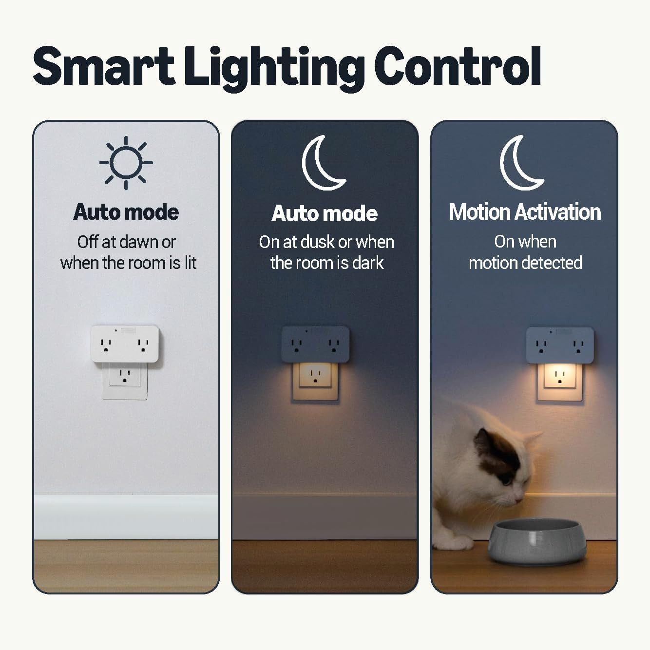 Smart Plug Motion Sensor Night Light a WiFi Outlet No Hub White