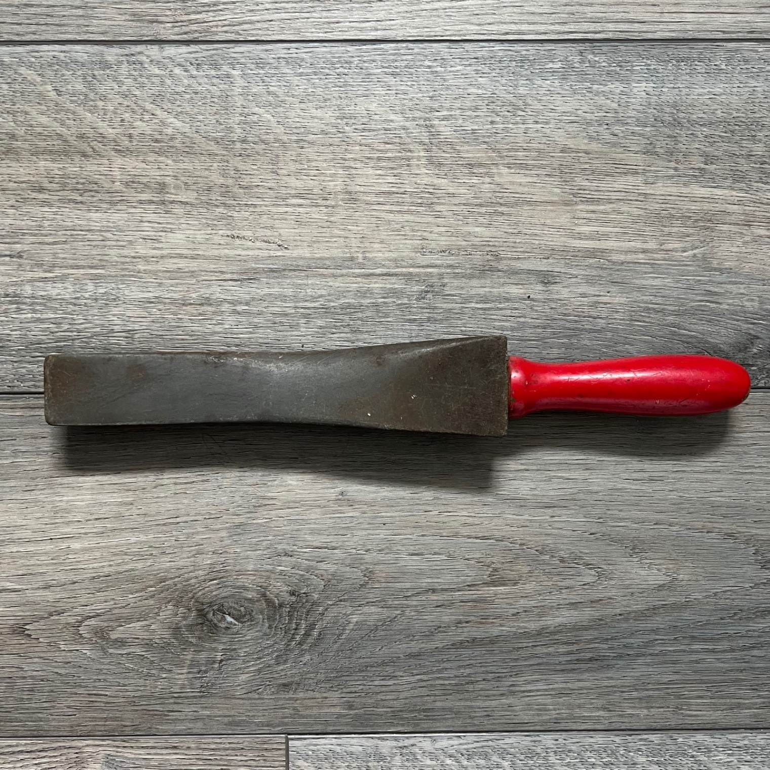 Vintage Crystolon Rectangular Metal Block File Knife Sharpener Red Handle