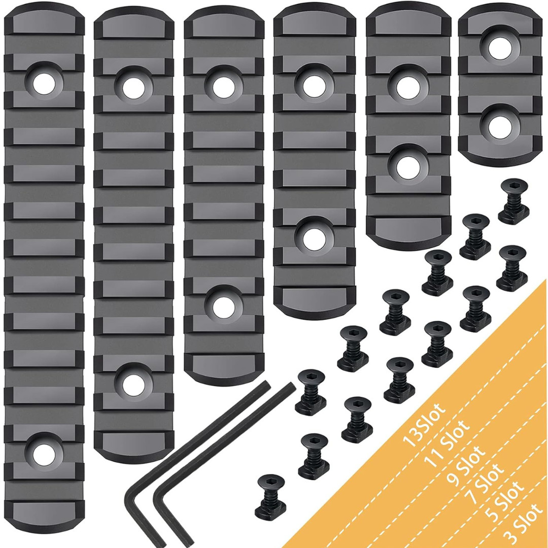 6 Pack Lock Picatinny Rail Polymer 3/5/7/9/11/13 Slot Set M-Lok Picatinny Rail