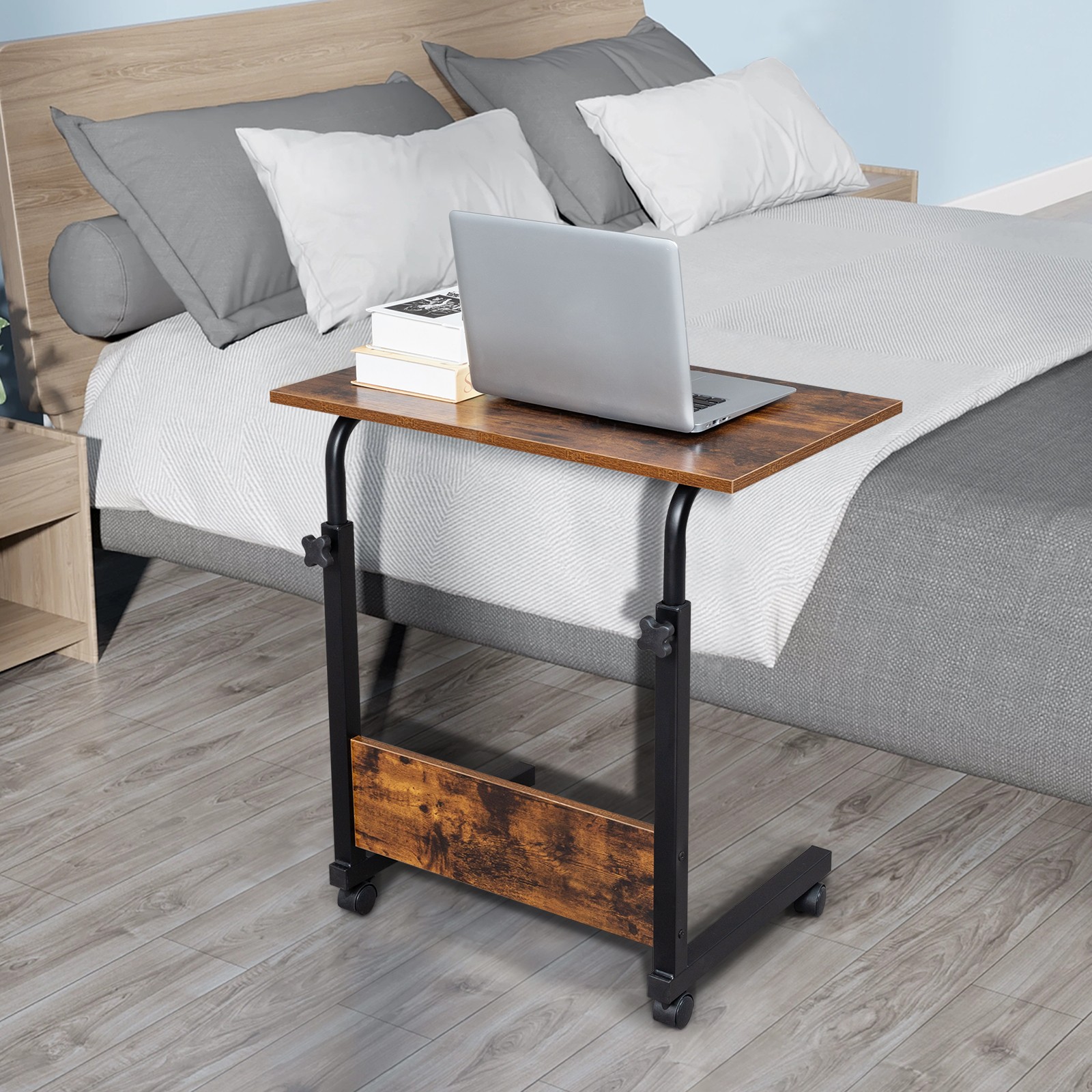 Rolling & Height adjustable P2 15MM Chipboard & Steel Side Table with Baffle NEW