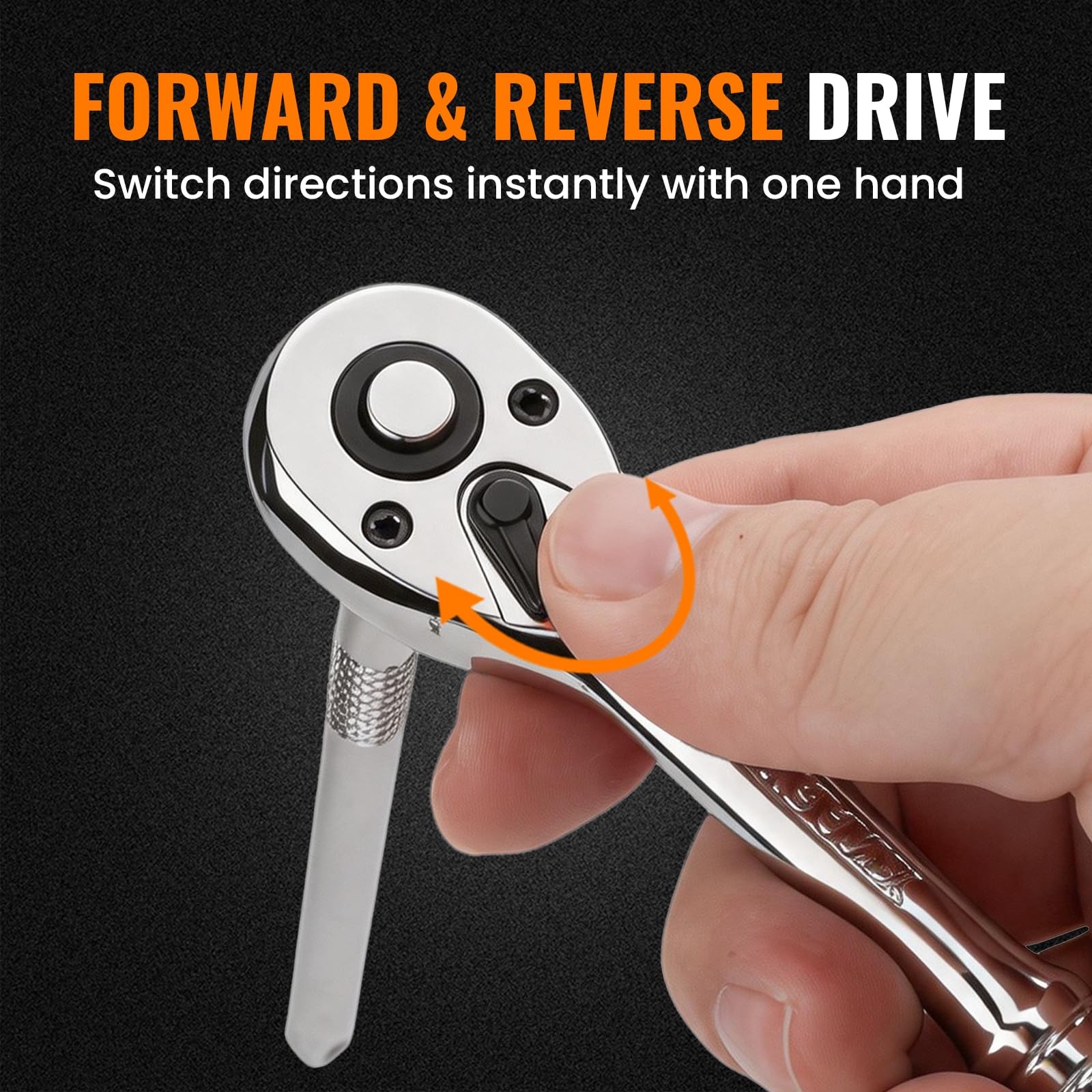 1/4" Drive Ratchet Wrench Set 90T Quick-Release Reversible Cr-Mo Head 6"