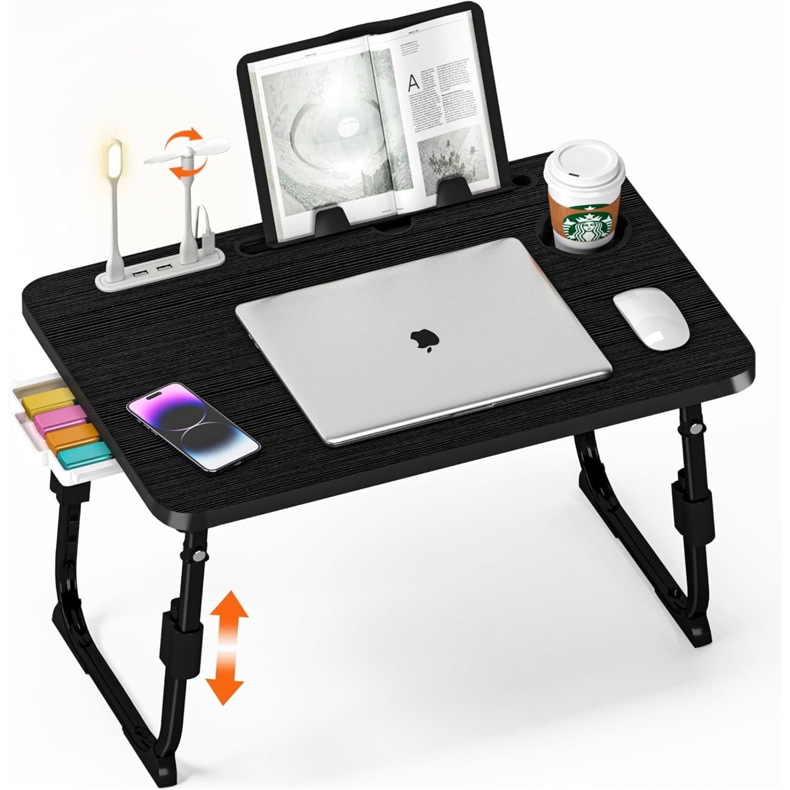 Laptop Tray Lap Desk Stand Folding Bed Table Notebook Tray Cup Slot Adjustable