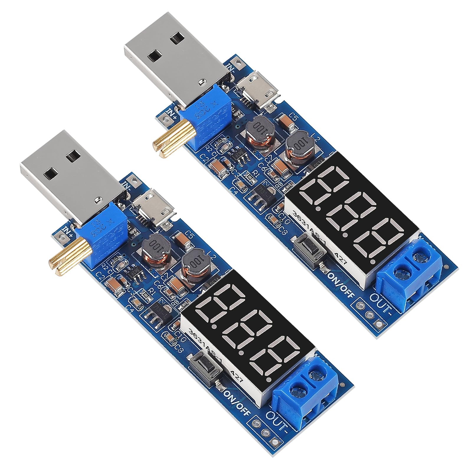 2pcs USB Buck Boost Converter 3.5-12V to 1.2-24V DC-DC Adjustable Step Up/Down