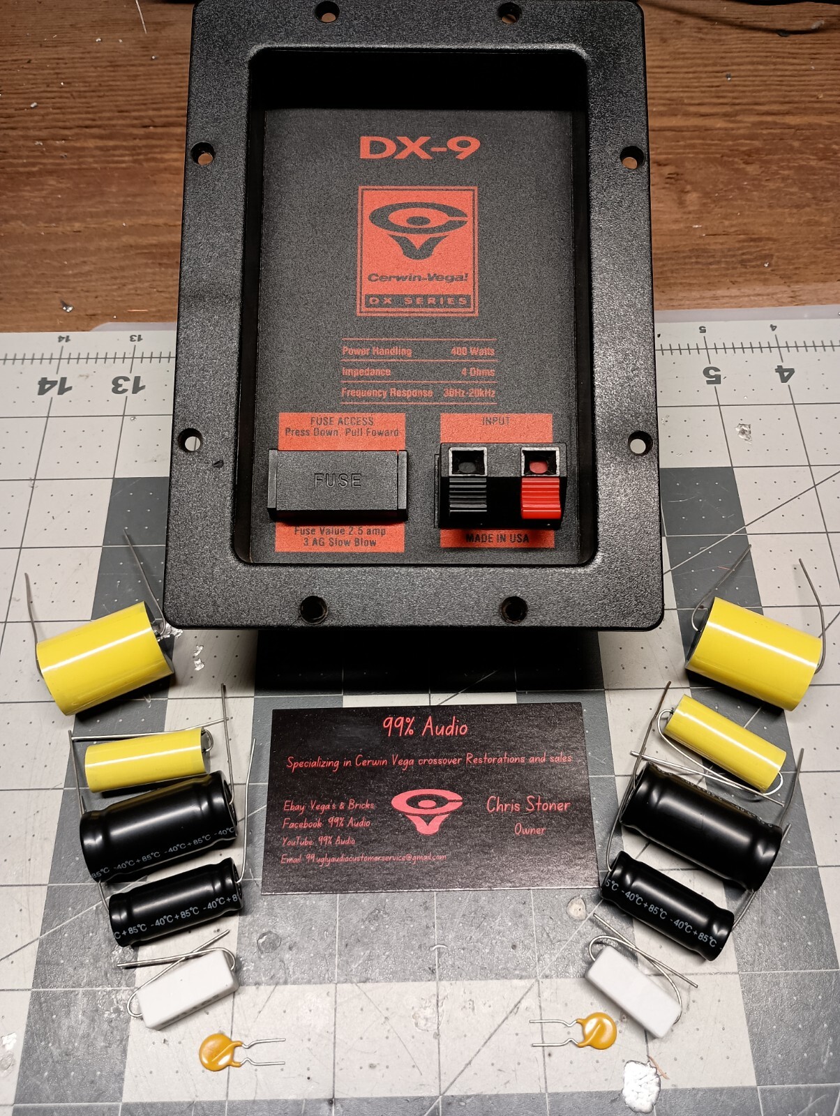 Cerwin Vega Dx9 / Dx7  Crossover Restoration Capacitor Recap Kit.