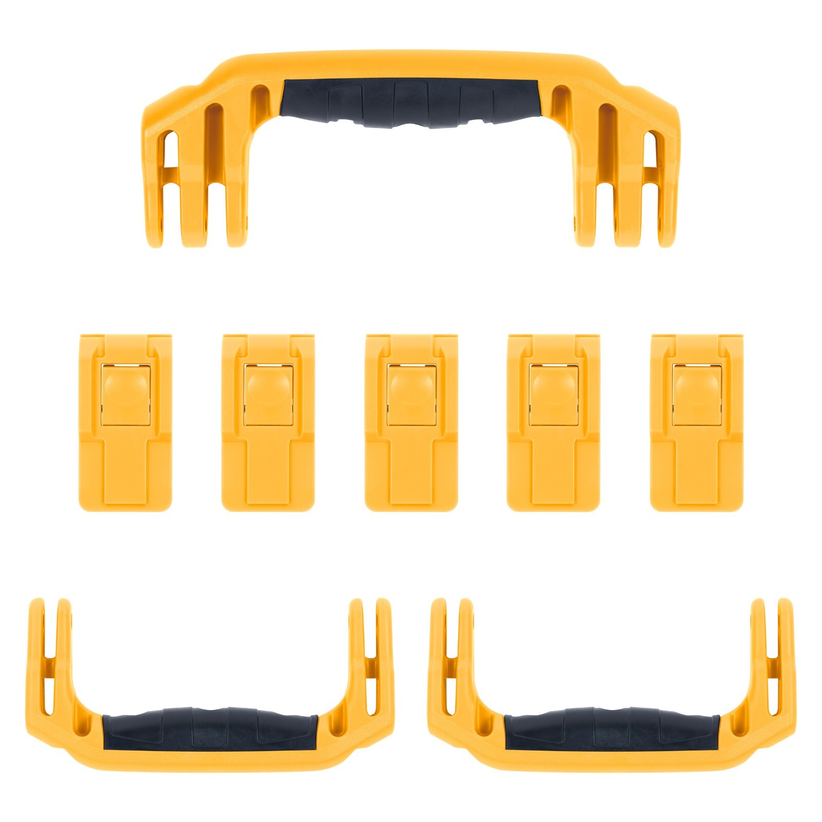 Yellow Pelican 1595, 1615, & 1637 Handles & Latches kit. Push button latches.