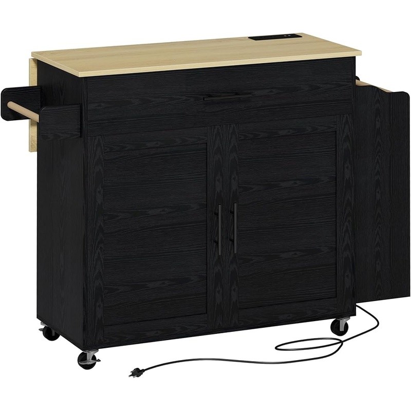 Multifunctional Kitchen Island Drop Leaf Countertop Storage Rolling Cart New