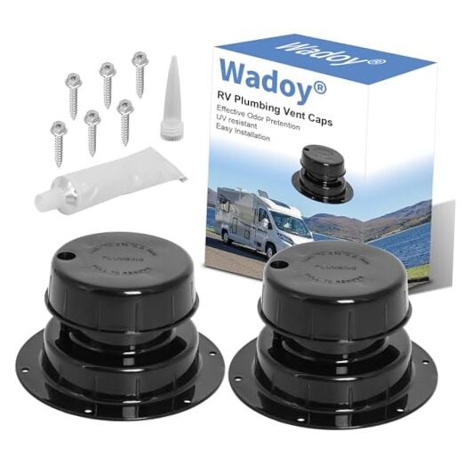 RV Plumbing Vent Caps - RV Roof Sewer Vent Cover Cap for 1 to 2 3/8" Black