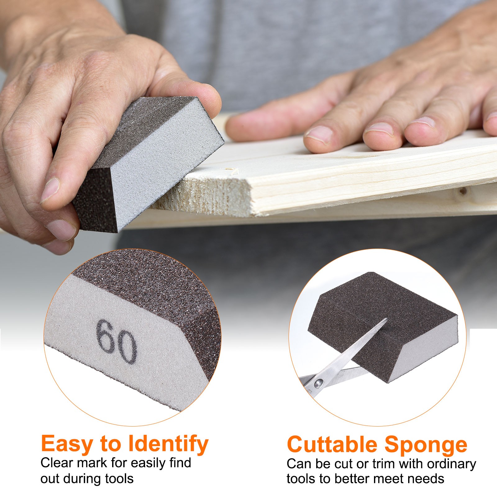 4pcs Sanding Sponge Blocks 60# (120-180 Grit) Sanding Block, 4"x2.8"x1"