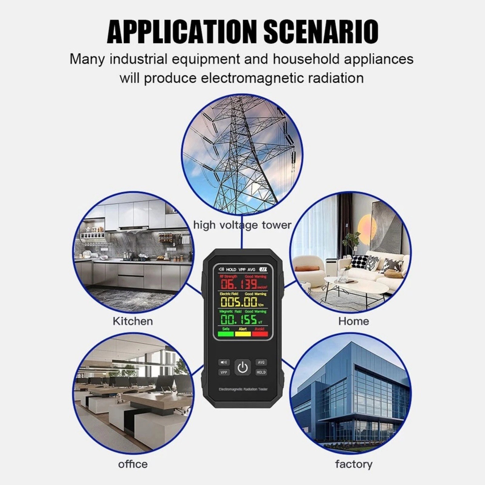 Digital Electromagnetic Radiation Detector EMF Meter with Lock Screen Function