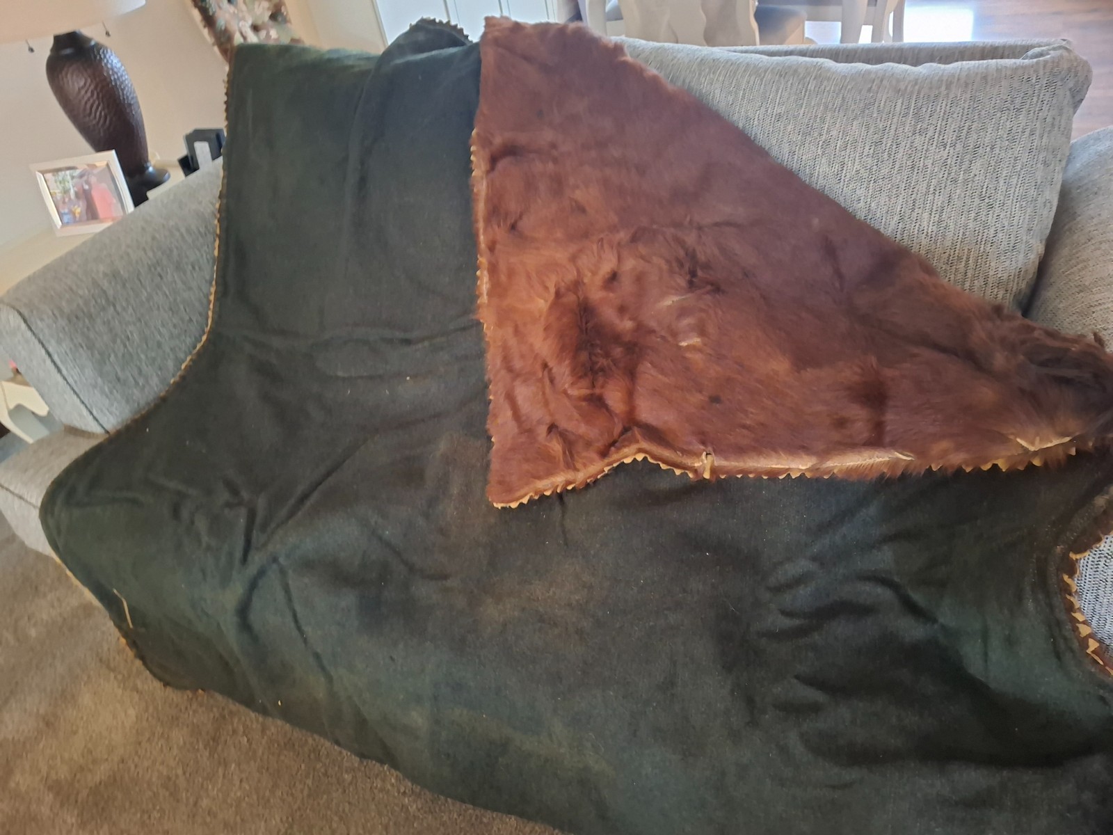 Early 1900's Horse Hair Lap Blanket 5' x 5'