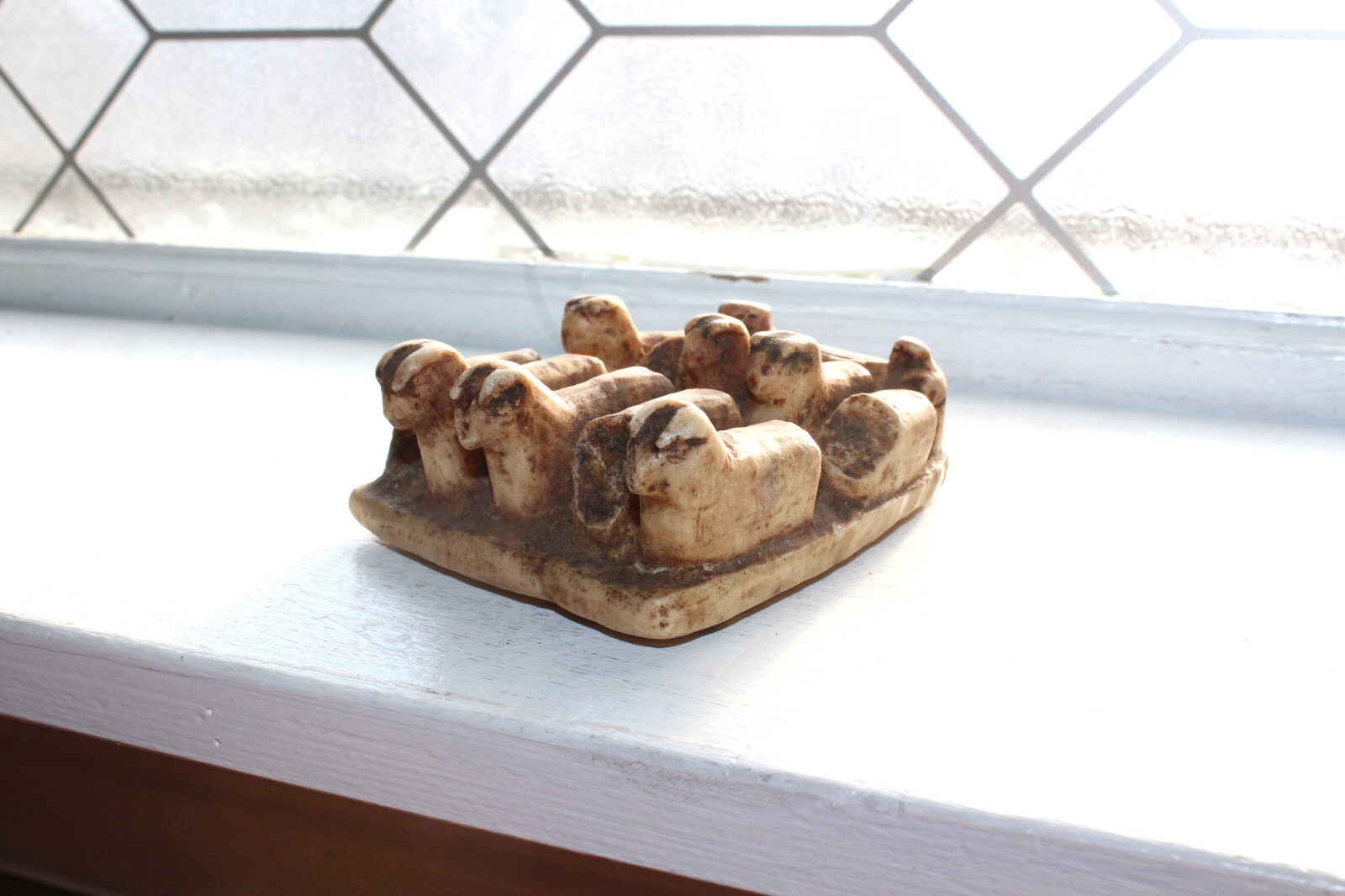 Antique Peruvian Carved Stone Sheep Illa Offering Encaychus