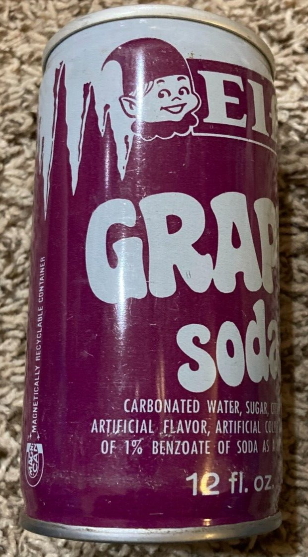 VINTAGE ELF GRAPE SODA PULL TAB STEEL CAN