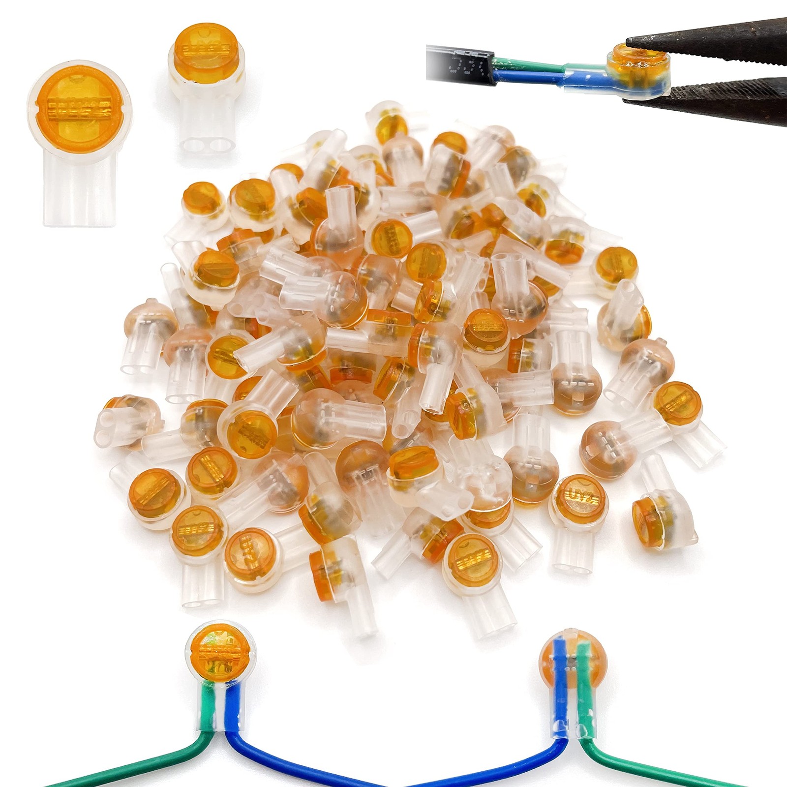 LIUJINCAN 100PCS UY2 K2 Network Cable Connectors, K2, Butt Splice
