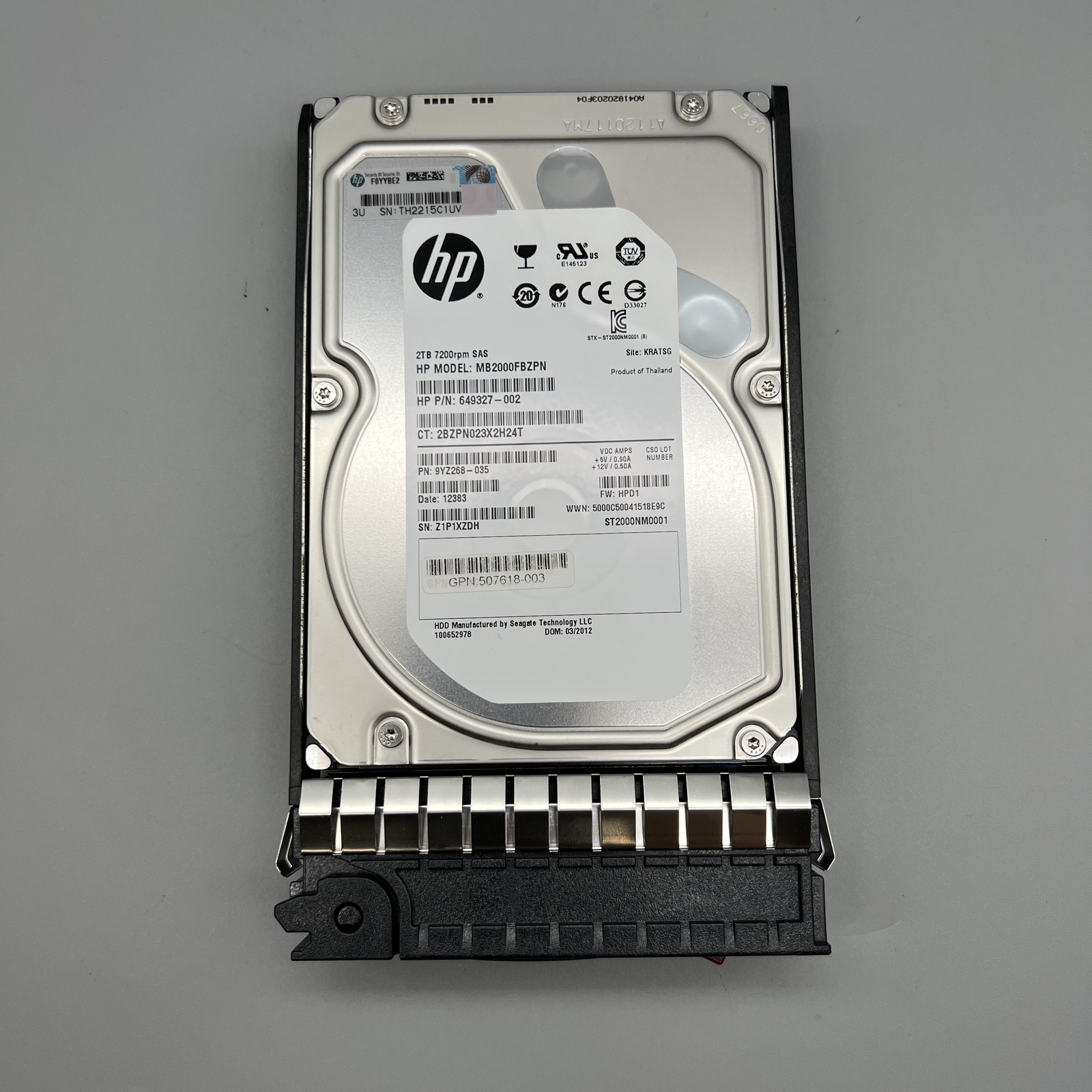 HPE 2TB 7200rpm SAS 6Gb/s 3.5" Lff Dual Port Midline Hot Swap With Tray