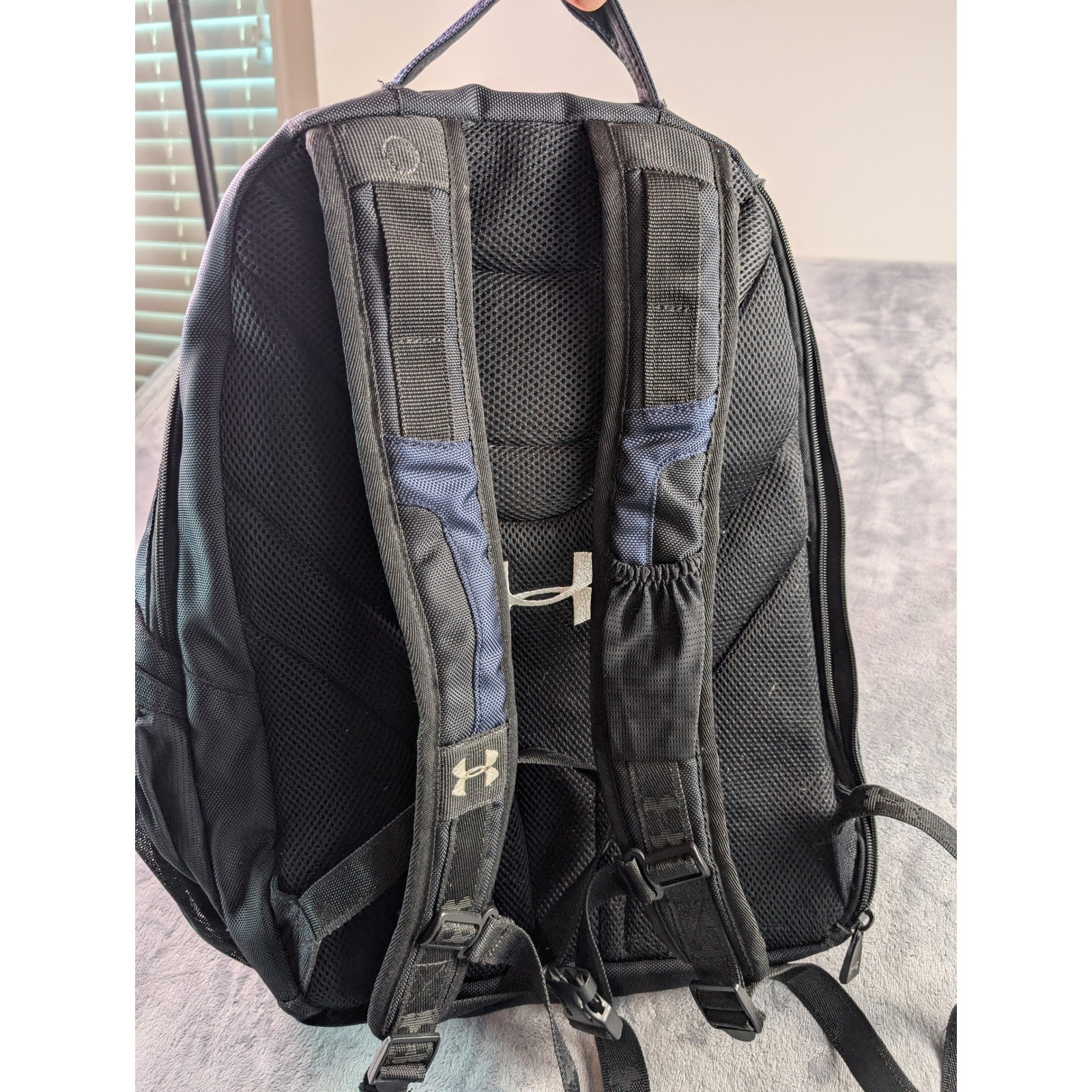 Under Armour Storm Backpack Navy Blue Black Honeycomb Pattern Laptop Bag