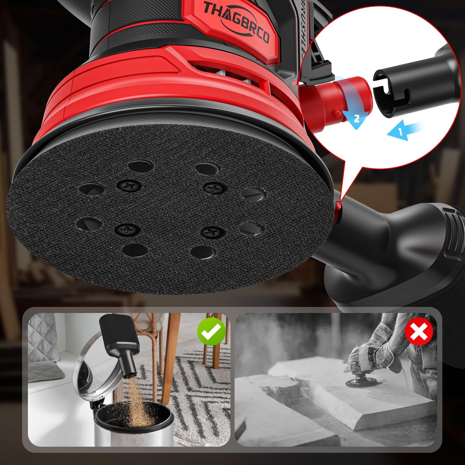 Cordless Orbital Sander Compatible For Milwaukee 18V, Electric Orbit Sander w...