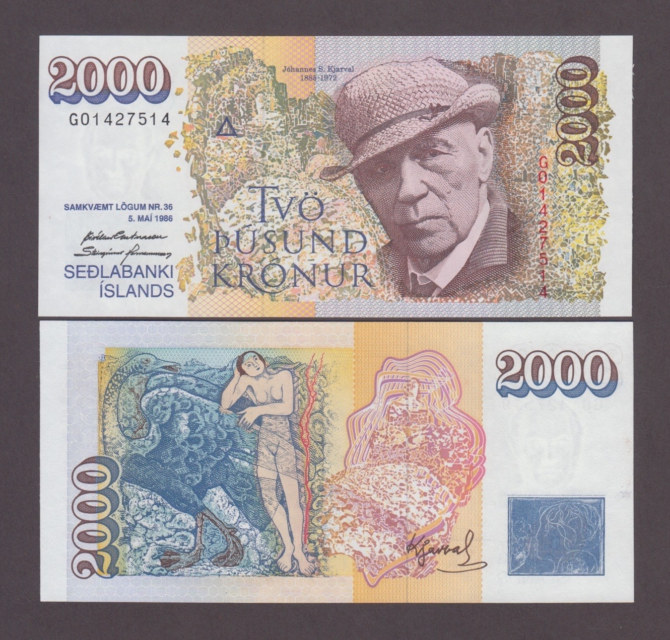 ICELAND P.57  2000 KRONUR 5.5.1986  UNC WE COMBINE   2607