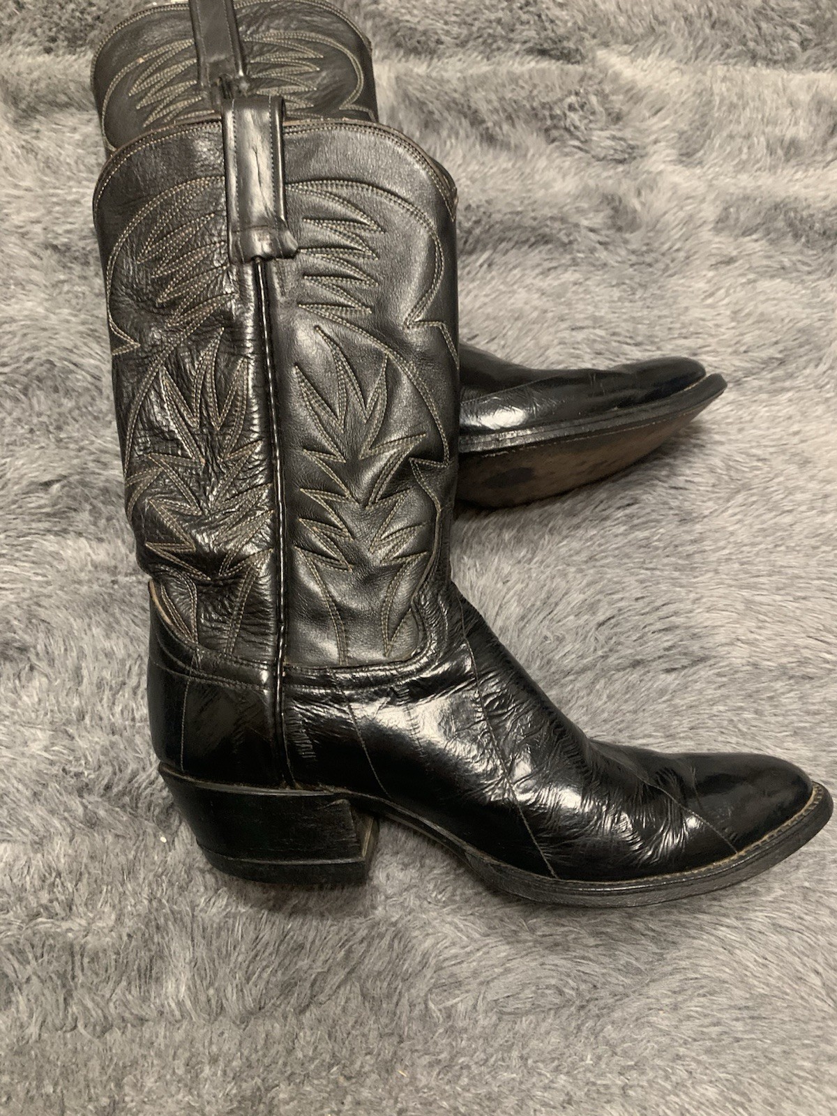 9 Ortho Sullivan Ease Classic Vintage Western Black Eel Cowboy Boots Rodeo