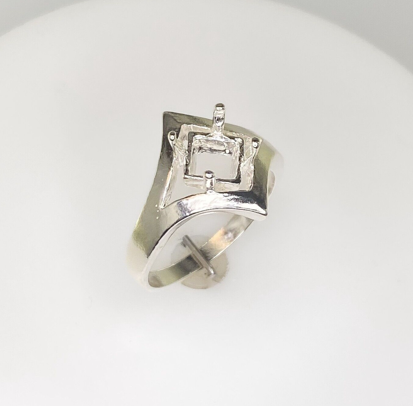 7 x 7 mm Princess Square Side Set Fancy Sterling Silver Ring Setting
