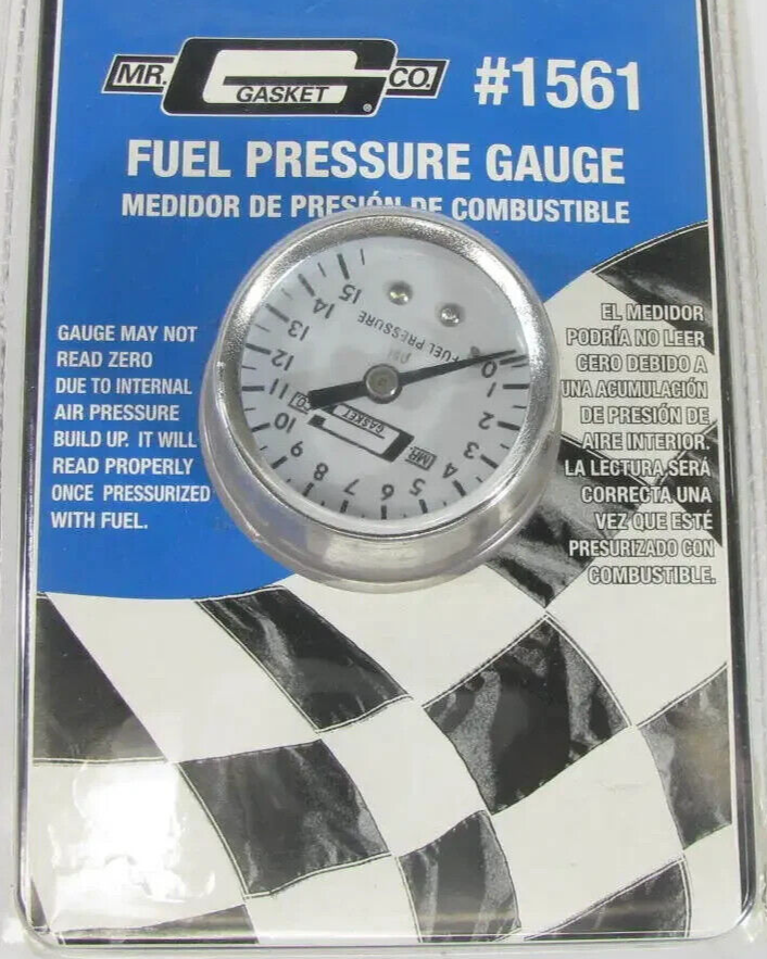 Mr Gasket 1561 Mechanical Fuel Pressure Gauge - Up To 15 PSI, 1-1/2" Diameter