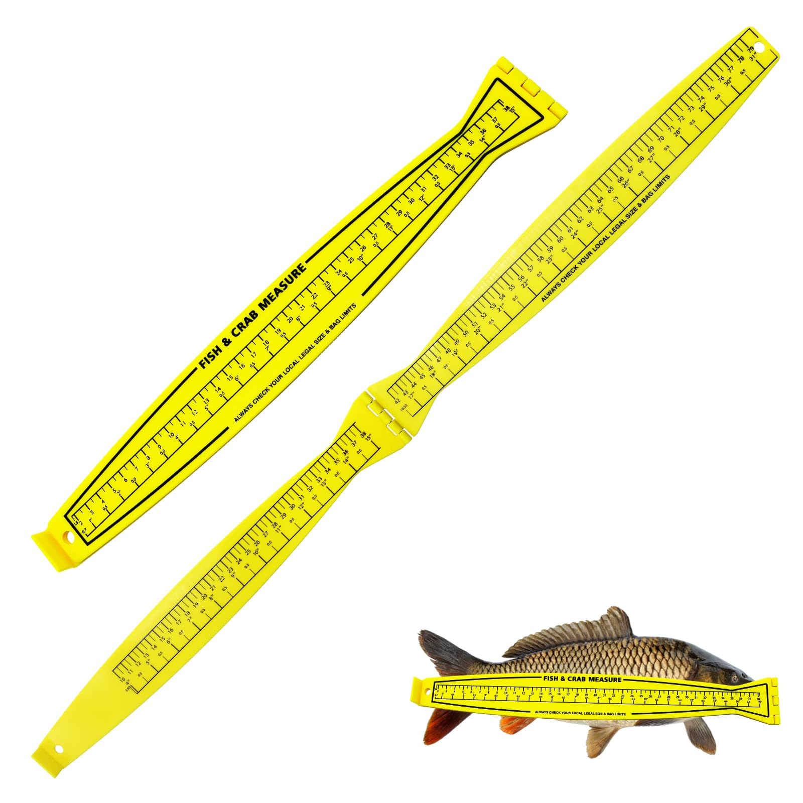 Foldable Fish Measuring Board 32 Inch Lightweight Bump 32 inches, yellow