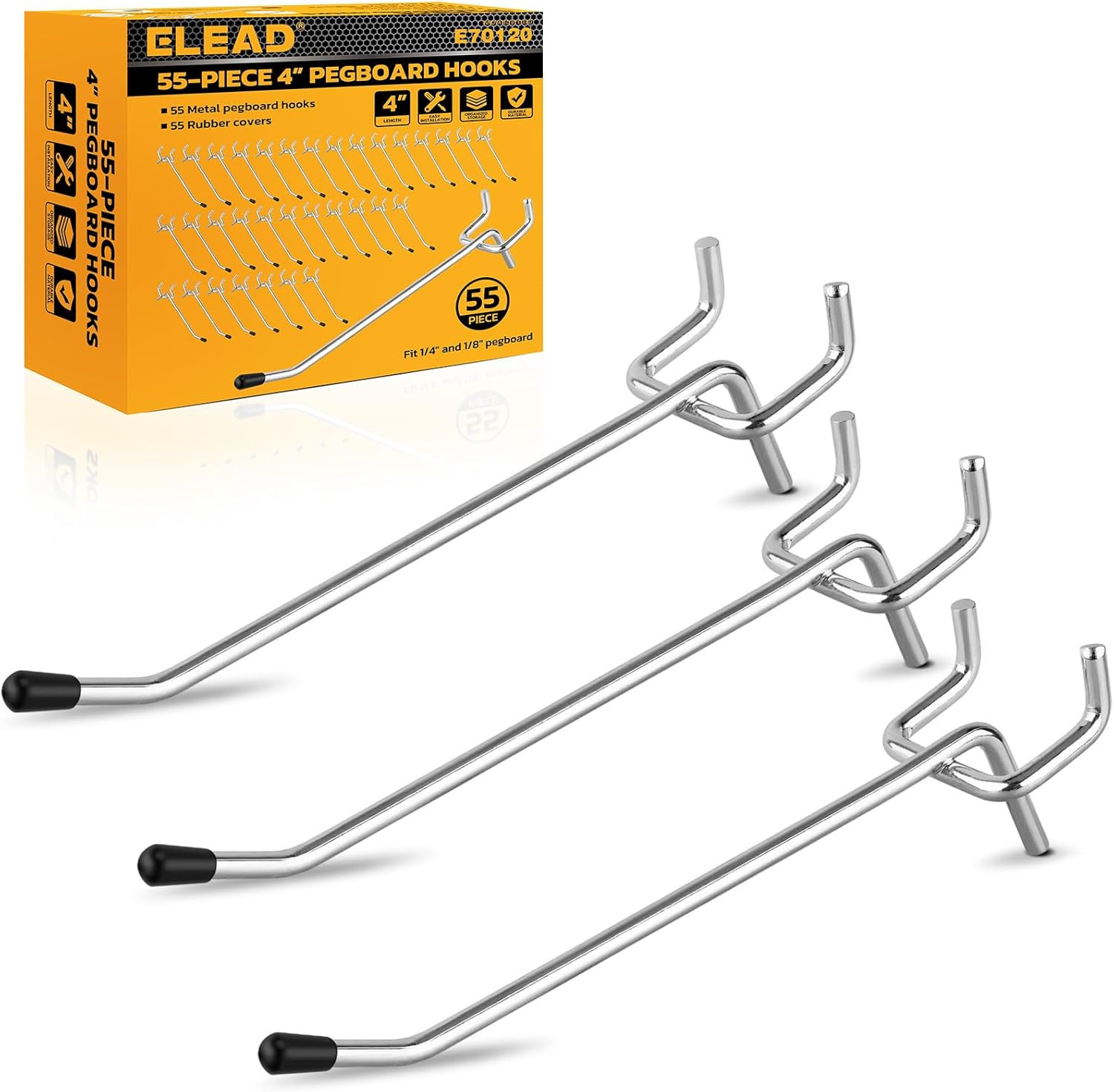 55-Piece 4 Inch Pegboard Hooks, Heavy Duty Peg Board Organizer Accessories, Peg
