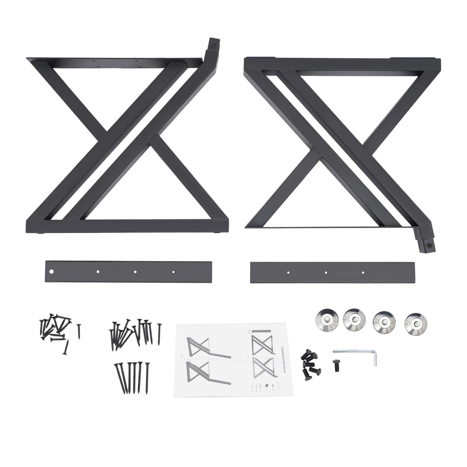 2PCS Bench Legs Z-Shaped Bench Legs with Backrest Bracket Bench Legs Black