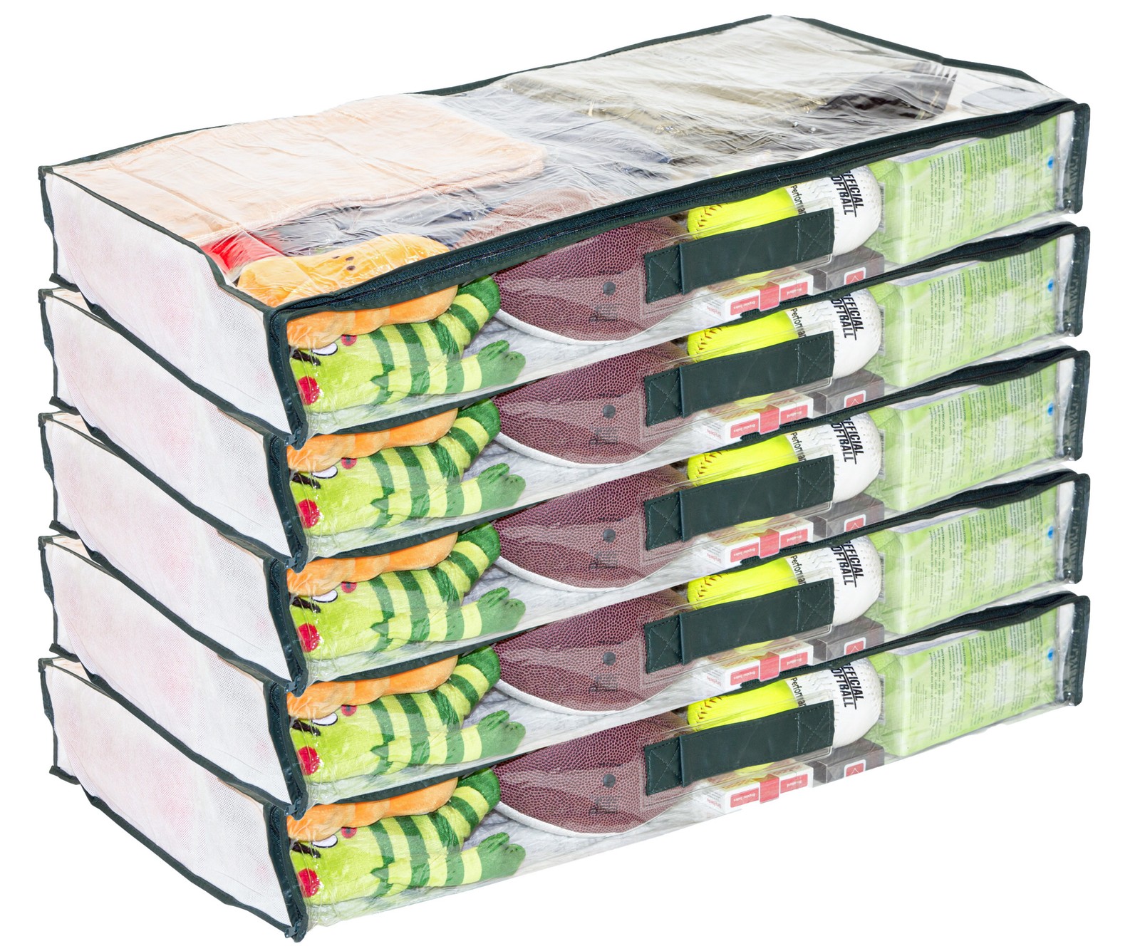 5-Pack Clear Vinyl Zippered Storage Bags 32" x 16" x 4", 11 x 14.5 Insert Pocket