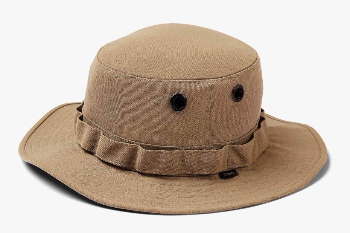 NEW Tilley HT7085 Canyon Bucket Hat XL Wide Brim Hiking Fishing Hat Khaki Brown