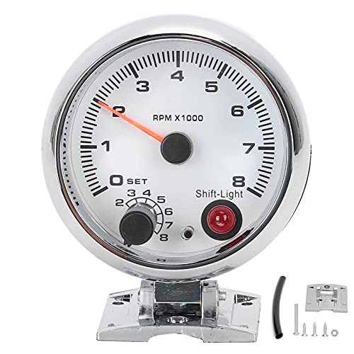 Universal 3.75 Inch Tachometer Gauge with 7-Color Backlight, 8000 RPM, for