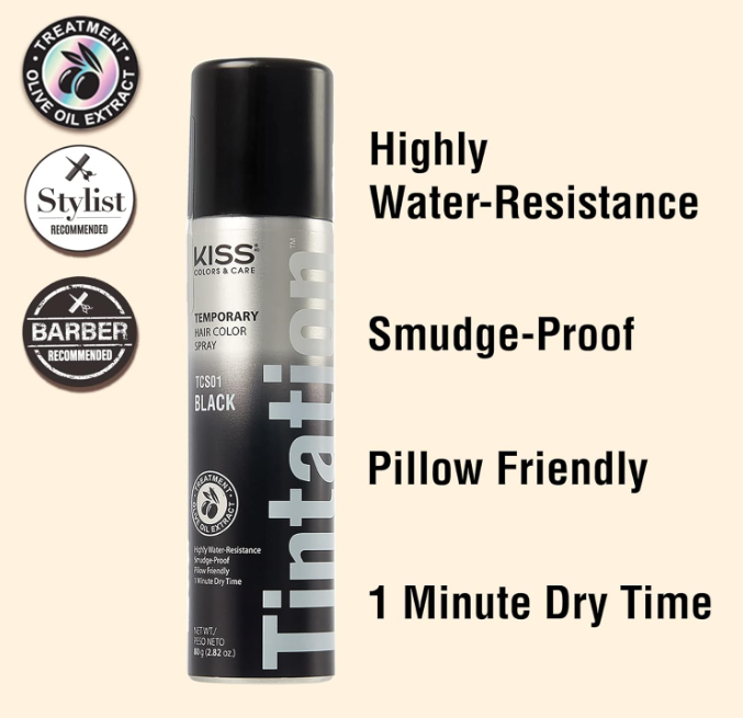 BL Kiss Tintation Temporary Color Spray Black 2.82oz---2 PACK
