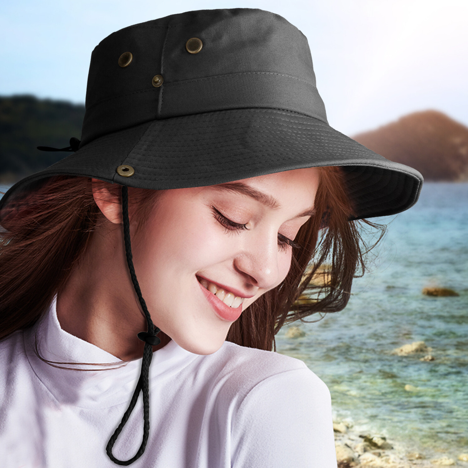 Wide Brim Sun Hat UV Protection Bucket Cap For Hiking Camping Fishing Safari Men
