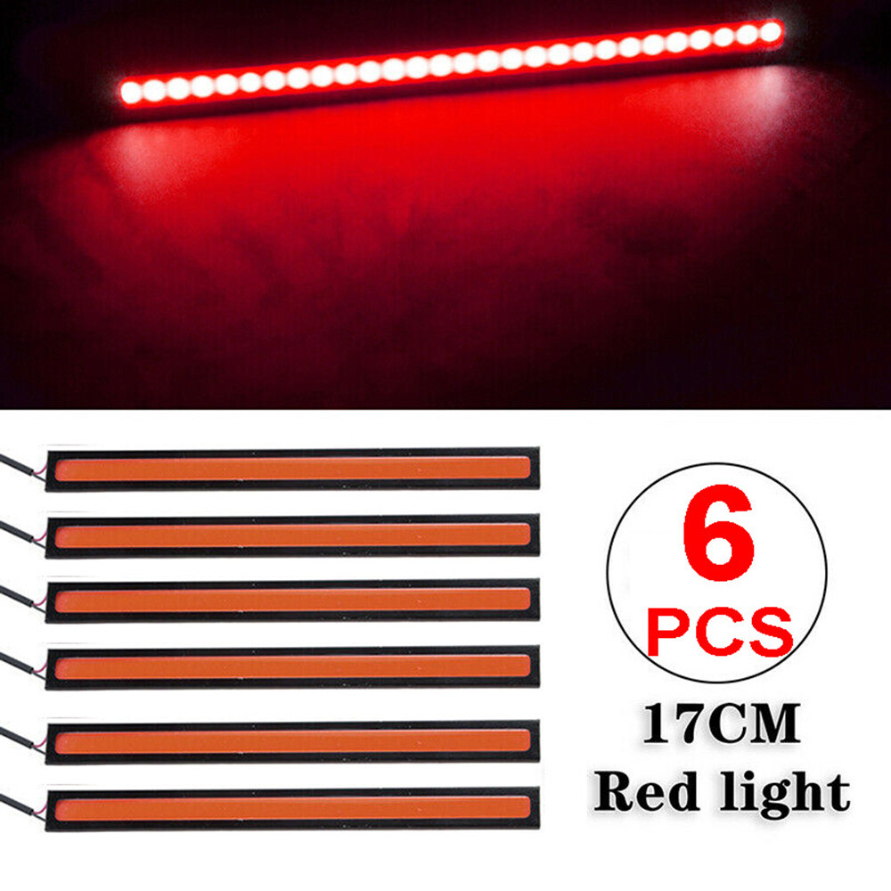 6PCS Red LED Strip DRL Daytime Running Lights Fog COB Car Lamp Waterproof AH9