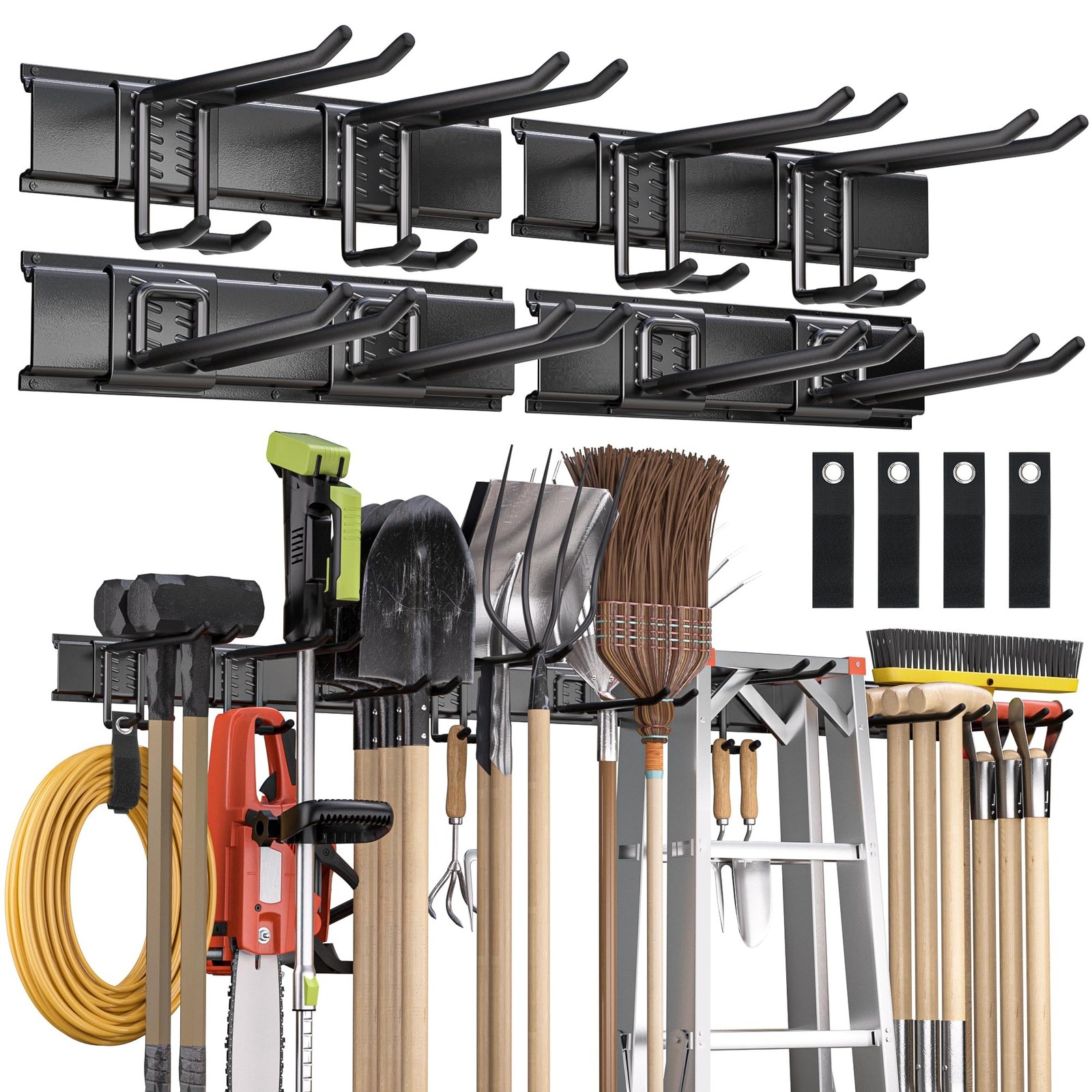 Garden Tool Organizer Wall Mount, 64 inches Tool Storage Rack with Adjustable...