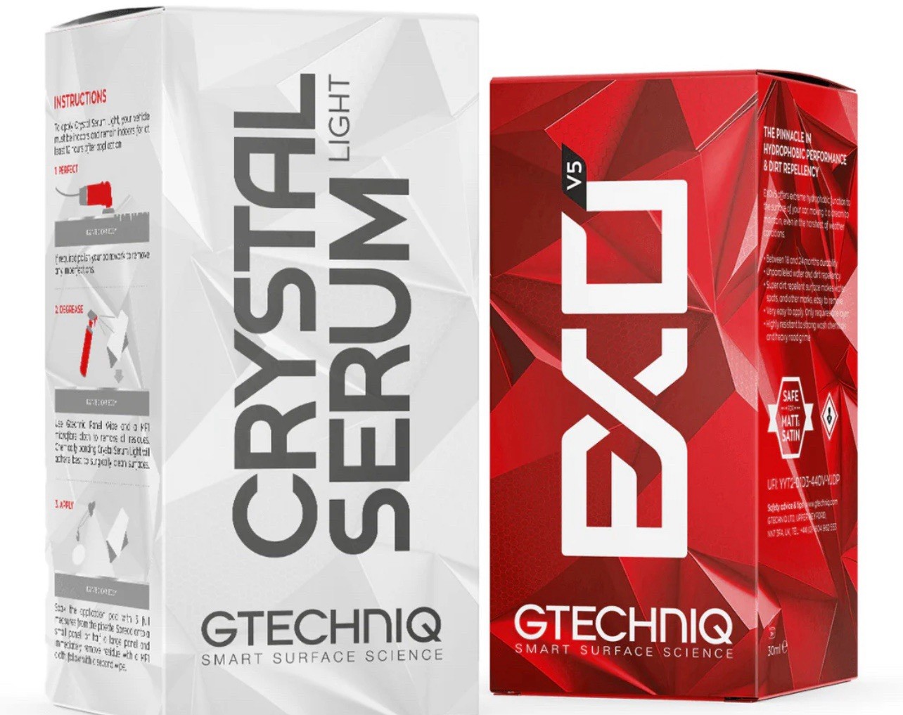 Gtechniq Crystal Serum Light & EXO v5 ( 50 ML BOTTLES 2 COMBO KIT) GREAT STACK!!