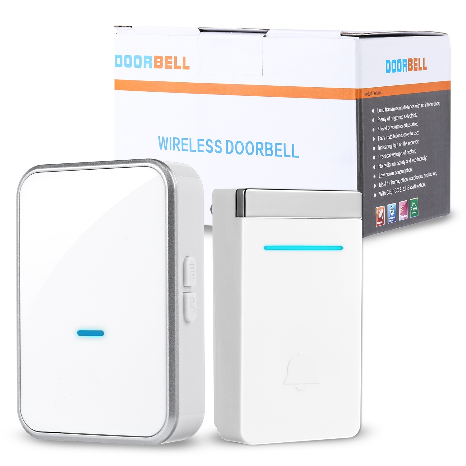 Rental Safe Wireless Doorbell Gift Self Powered Push Button