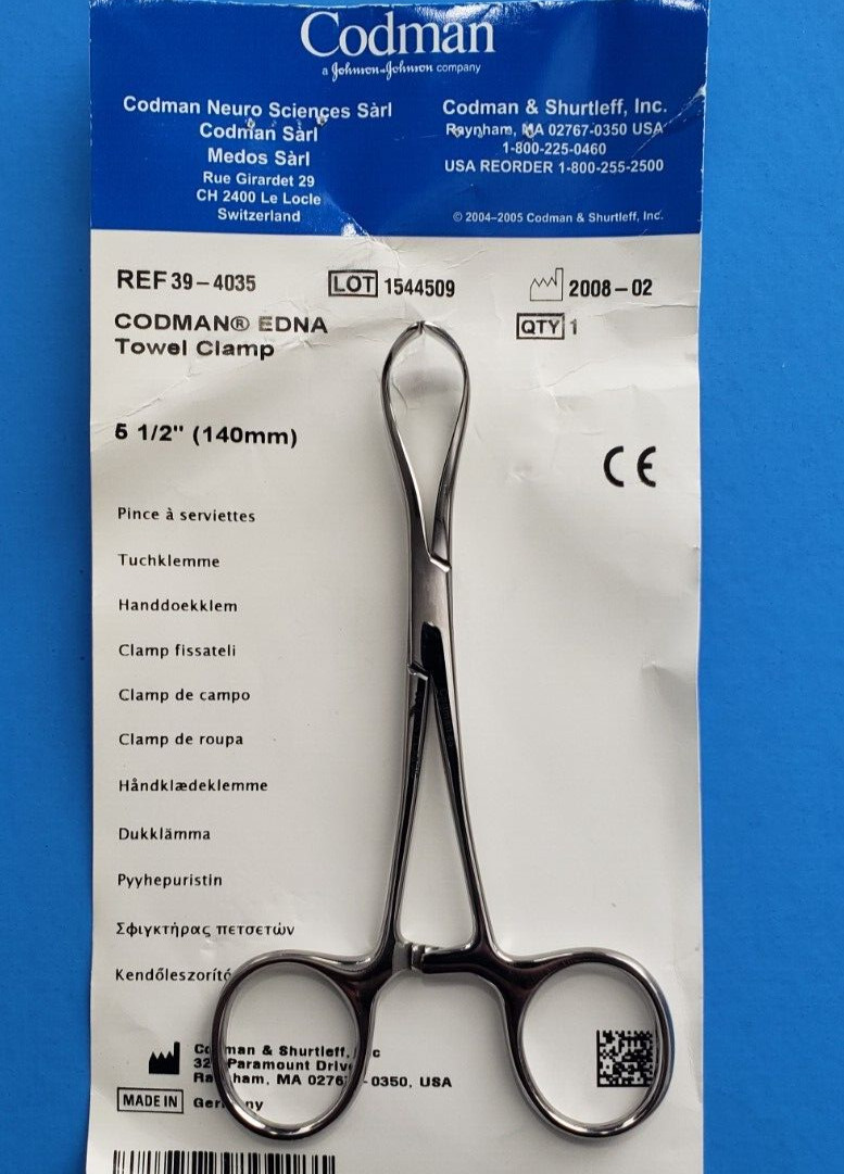 CODMAN 39-4035 Surgical Orthopedic EDNA Towel Clamp 5.5"