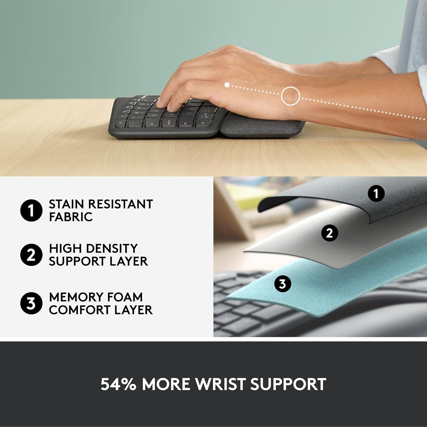 Logitech - ERGO K860 Ergonomic Wireless Keyboard for Windows and Mac with Palm