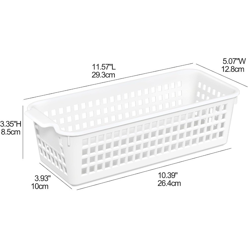 Small Plastic Storage Baskets 6-Pack Organizer Trays in White