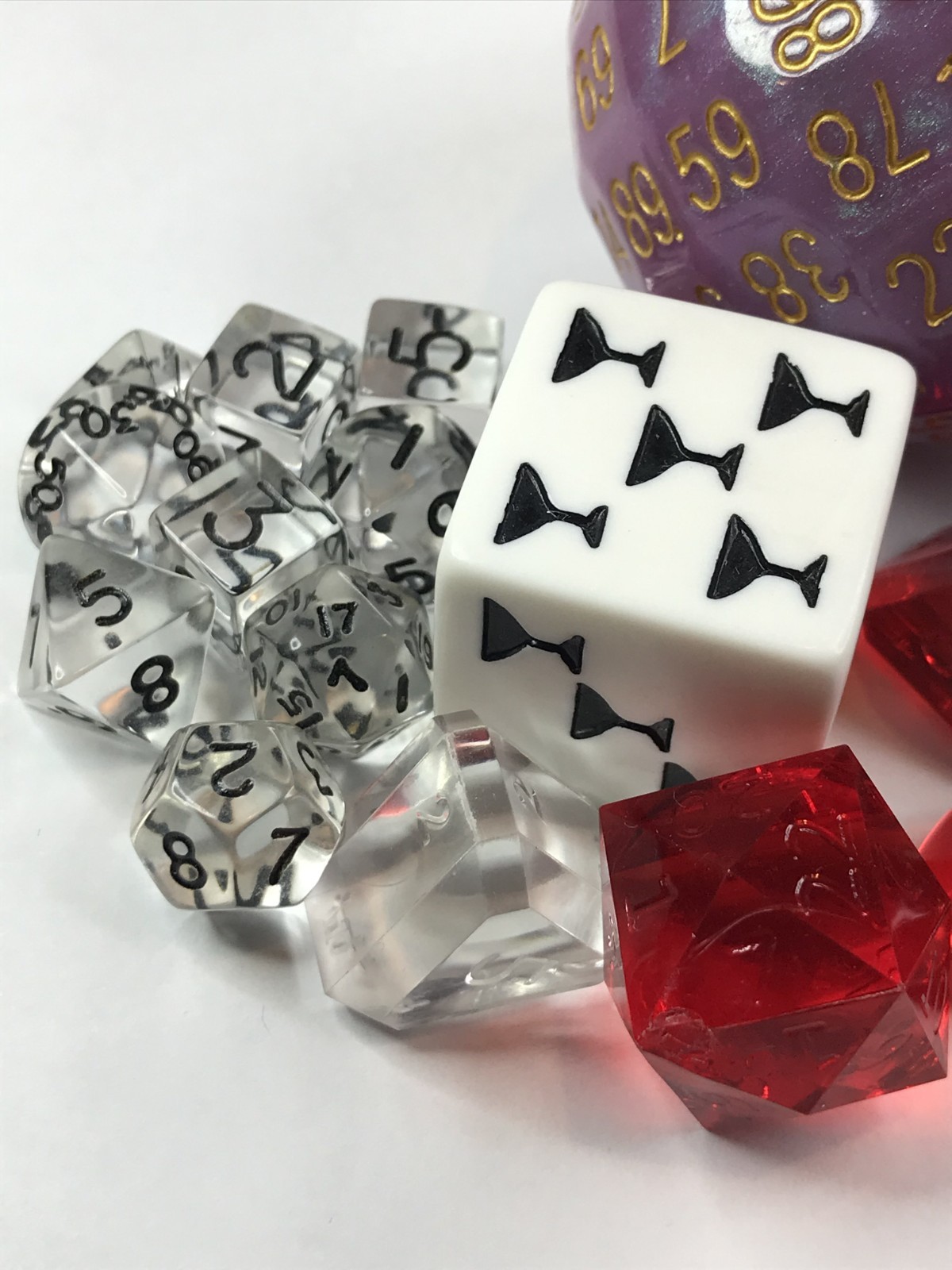 Fun Dice lot - d100 d24 d16 d14 d5 d3 Drinking Game - Gamescience