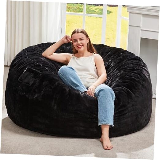 Bean Bag Chairs Giant Beanbag Chair with Filler, 4FT - 44” x 44” x 24” Black