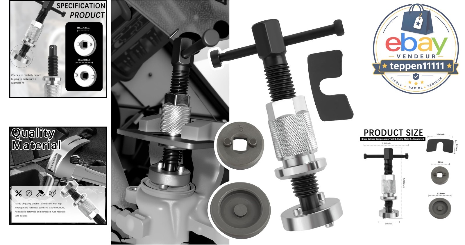 Brake Caliper Compression Tool, 5PCS Heavy Duty Piston Compressor