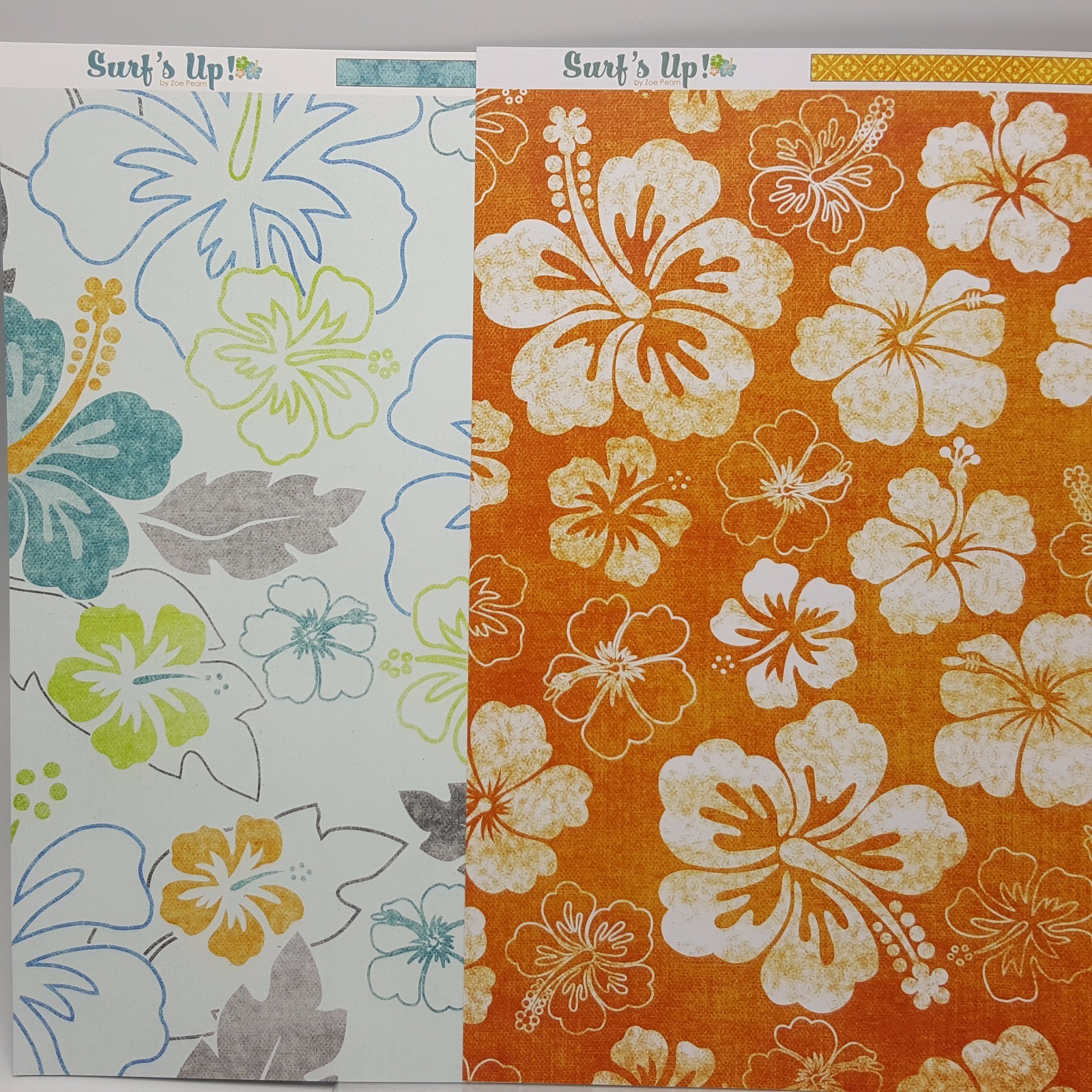 Hawaiian Hibiscus Scrapbook paper My Minds Eye 12x12 Orange Surfs Up 2010 Lot 2