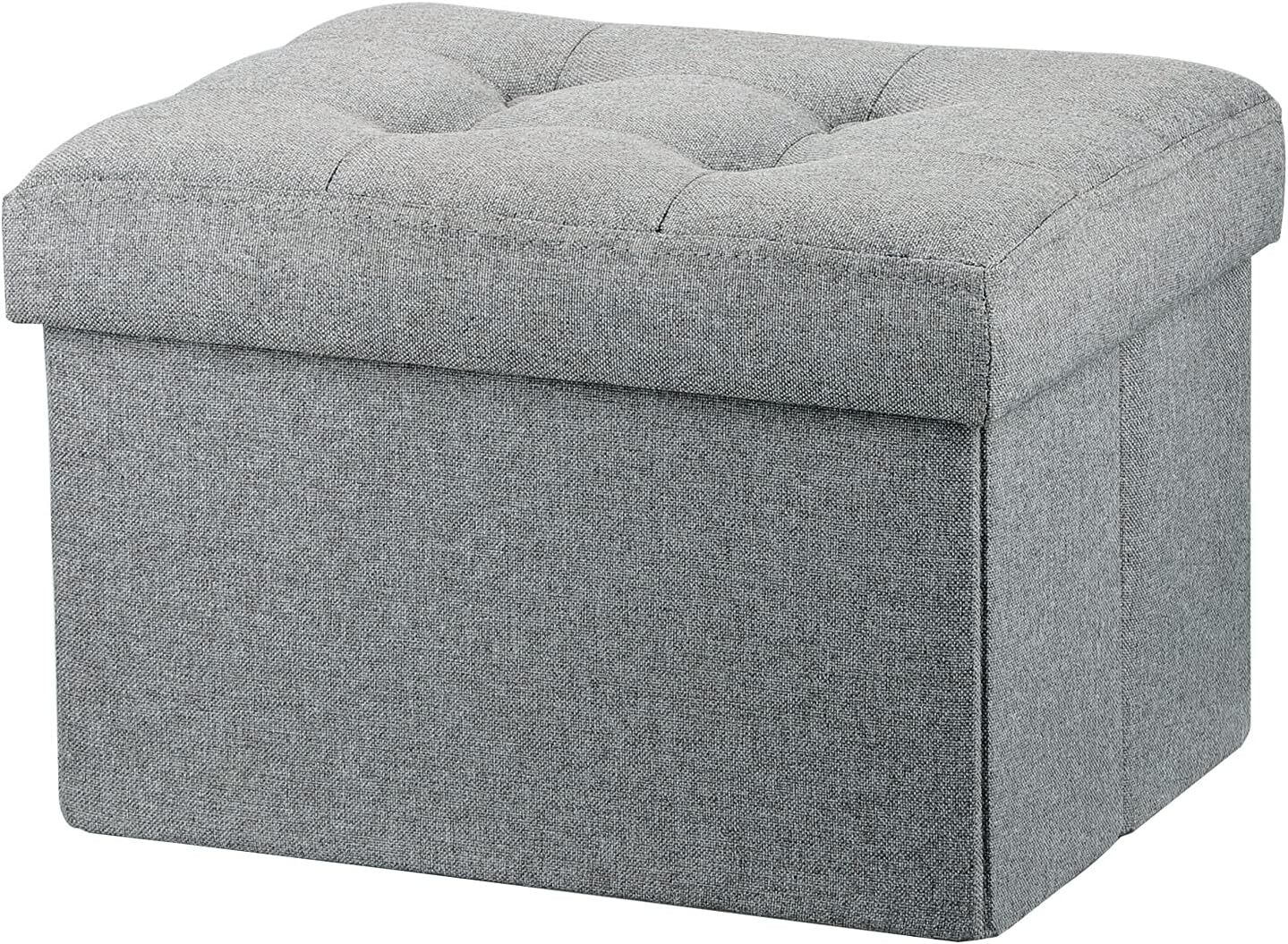Small Storage Ottoman Stool Foot Rest Under 16"X12"X12", Light Grey