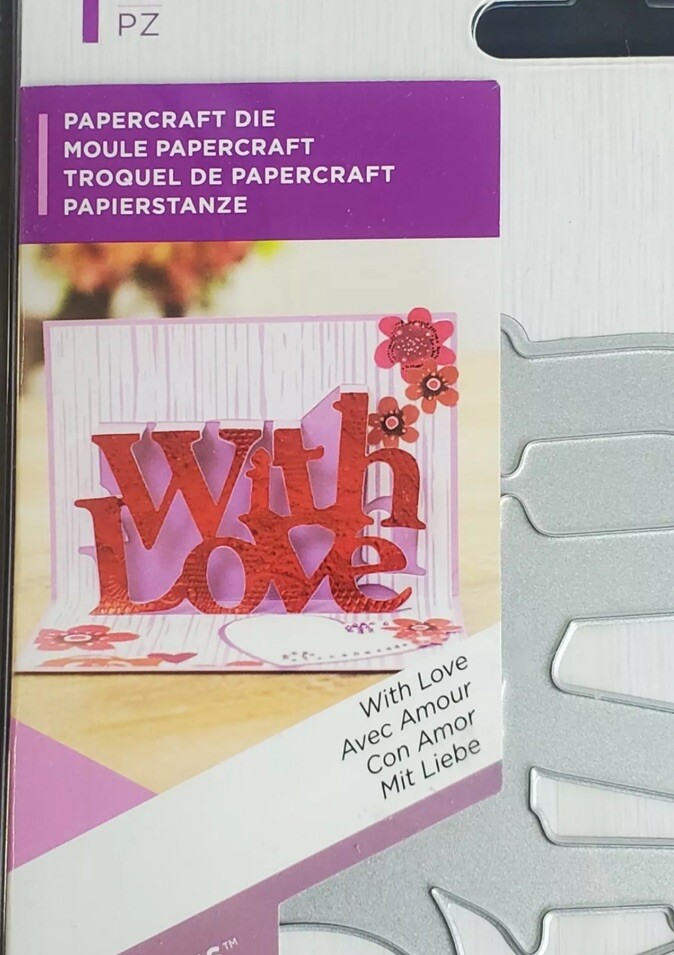 Crafters Companion Papercraft Metal Die Words WITH LOVE 5" Wide, .8mm depth NEW