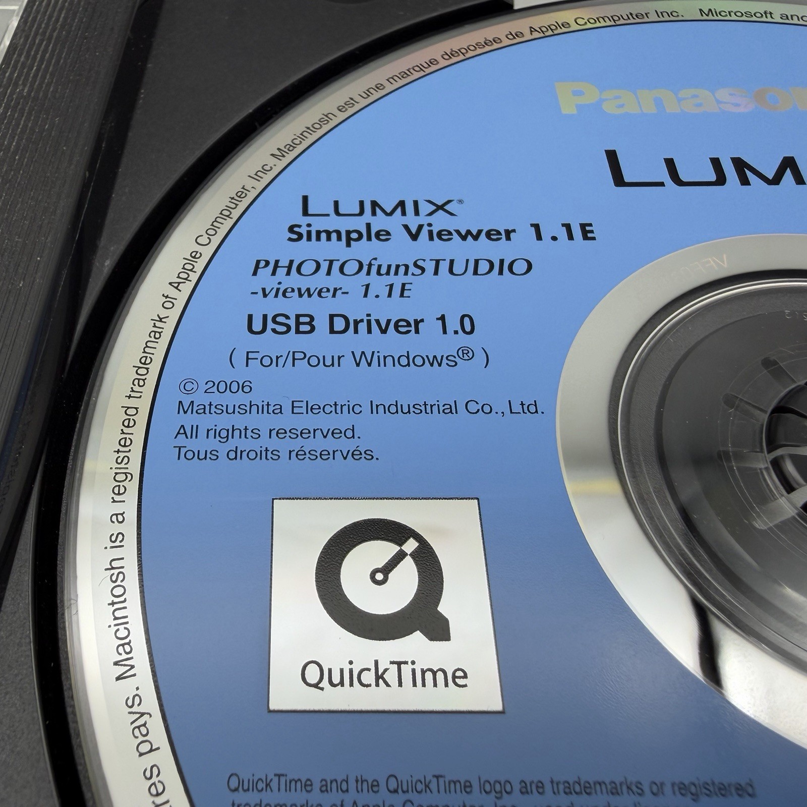 2006 Panasonic Lumix Digital Camera 2.4 Photo CD Software ArcSoft Windows & Mac