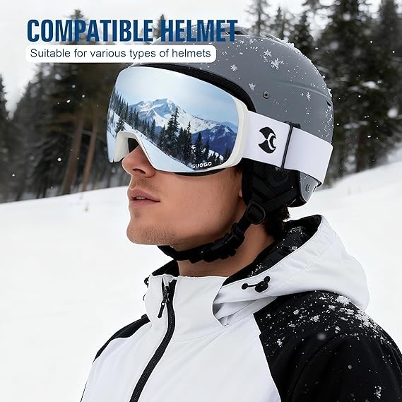 suoso Ski Goggles Frameless for Men: Women Magnetic Lens UV400 Protection T40-10
