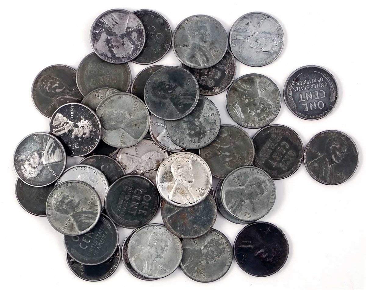 1943 Set of 50 Genuine World War II WWII Steel Pennies P D & S Circulated Cents